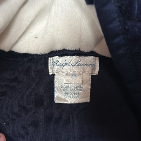 Navy Polo quilted velvet baby bunting - Picture 2 of 3